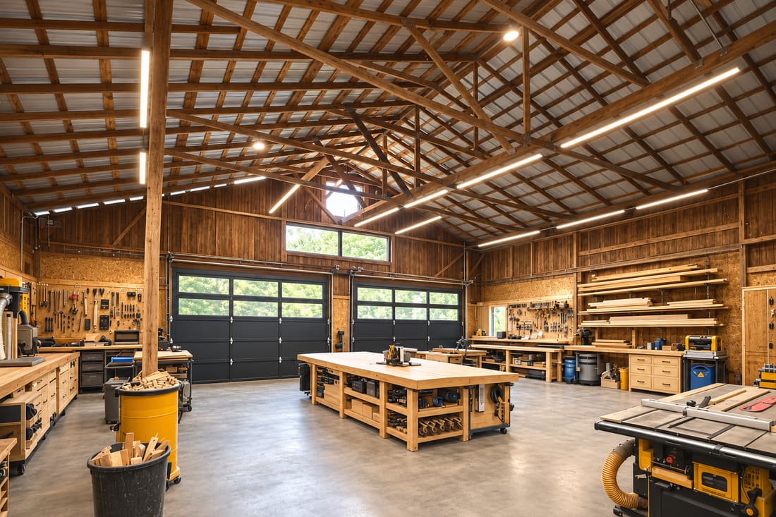 Rendering of the livery interior as a workshop and maker space
